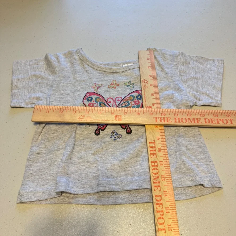 Butterfly Graphic Y2K Vintage Girls Size 4 Gray Hush Puppies T-Shirt coquette